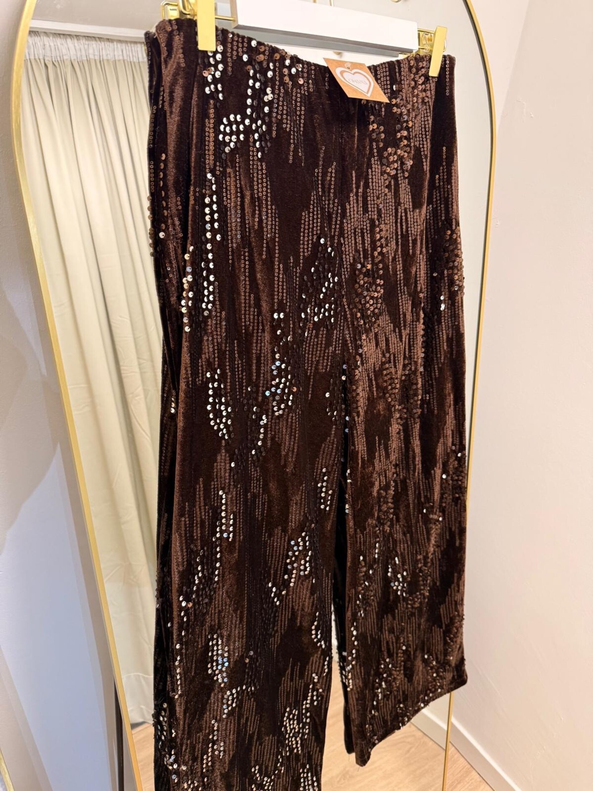PANTALÓN MARRÓN LENTEJUELAS - 1